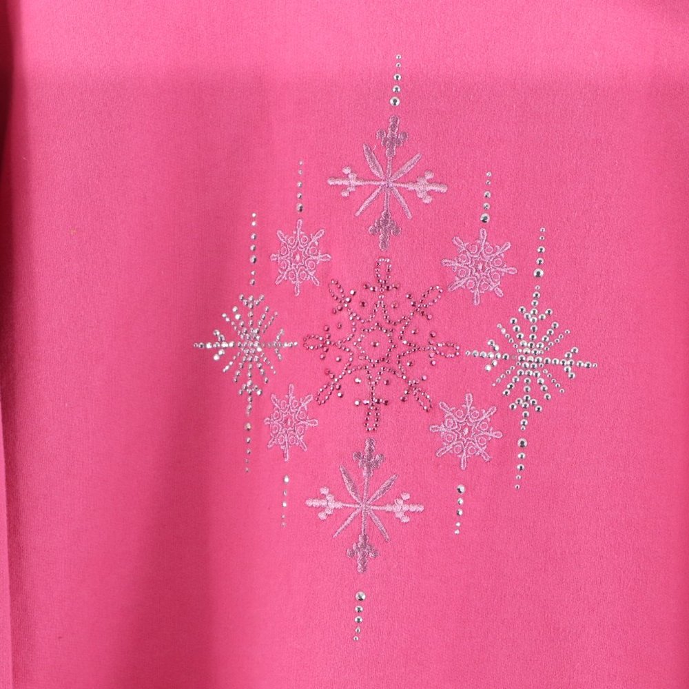 Vintage Double Collared Snowflake Sweatshirt Pink - image 4